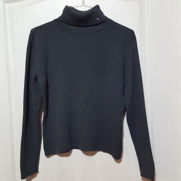 TOMMY HILFIGER VINTAGE TURTLE NECK LONG SLEEVE 100% COTTON DARK GRAY SWEATER XL - Picture 3 of 9